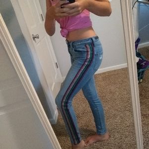 Rainbow striped jeans
